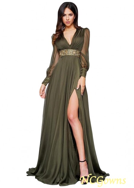 Ncgowns A-Line Slit Floor-Length Evening Dresses