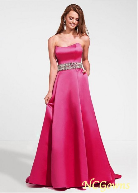 Red Tone Color Family Satin A-Line Silhouette Train Skirt Type Floor-Length Special Occasion Dresses