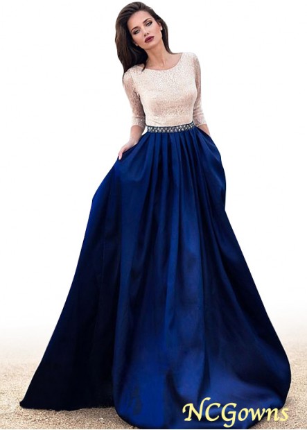 Blue Tone Pleat Skirt Type Scoop Floor-Length Hemline Royal Blue Dresses T801525358172