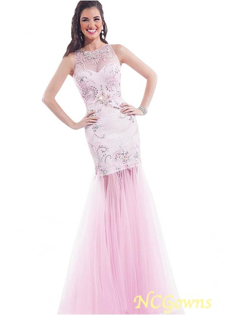 Mermaid Trumpet Tulle  Lace Fabric Pink Fishtail Skirt Type Floor-Length Hemline Evening Dresses
