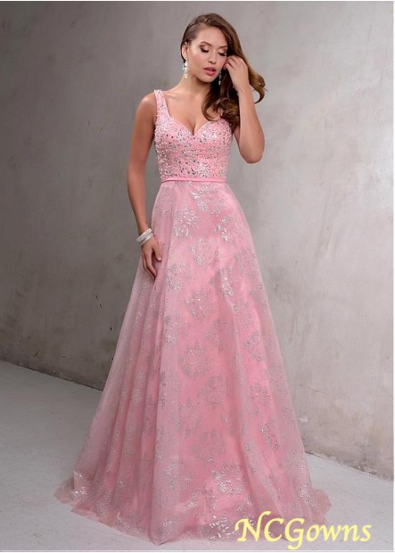 Ncgowns Floor-Length Pleat Skirt Type Pink Dresses