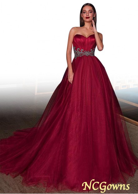 Tulle Fabric Red Tone Pleat Sweetheart Red Dresses
