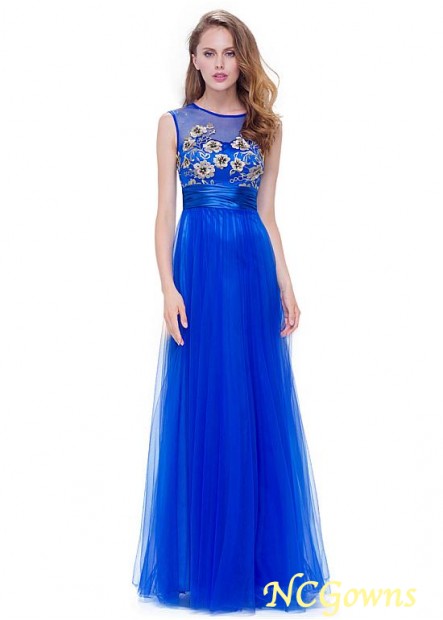 A-Line Silhouette Pleat Skirt Type Tulle Royal Blue Dresses