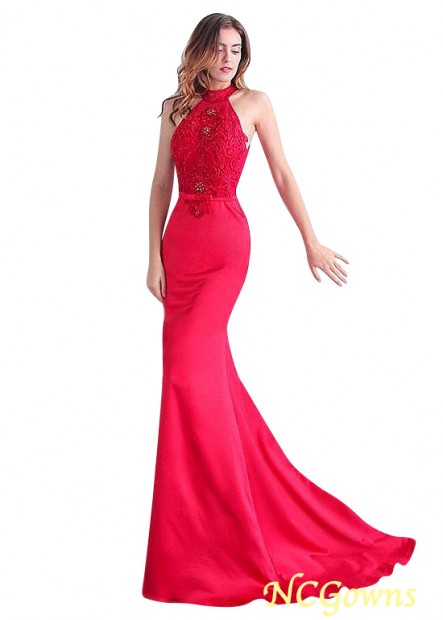 Ncgowns Tulle Fabric Mermaid Trumpet High Collar Neckline Red Tone Color Family Fishtail Color