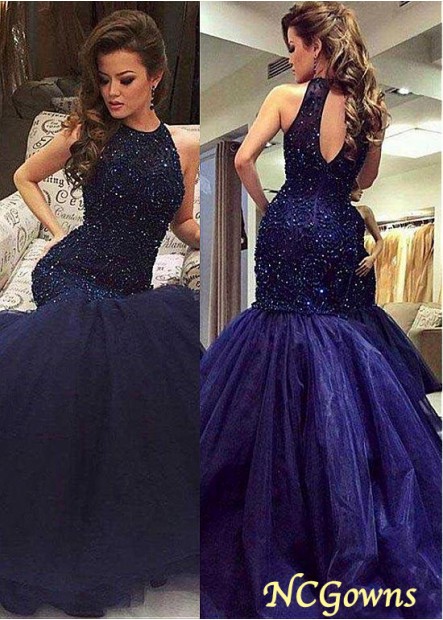 Ncgowns Floor-Length Blue Tone Color Family Tulle Fabric Mermaid Trumpet Special Occasion Dresses