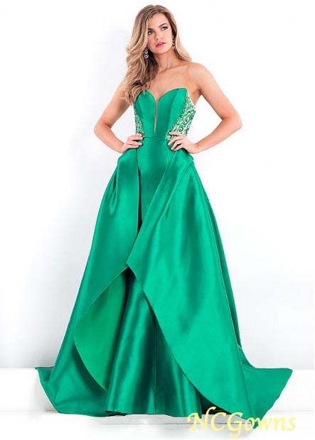 Green Floor-Length Satin Fabric Sweetheart Evening Dresses T801525358565