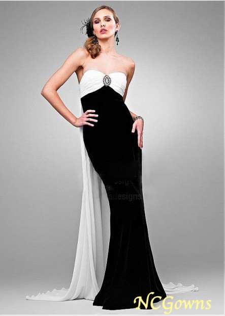 Floor-Length Hemline Fishtail Skirt Type Black  White Special Occasion Dresses