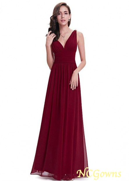 Red Tone Pleat Floor-Length Special Occasion Dresses