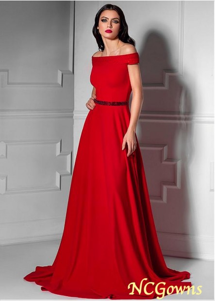 Ncgowns Simiantan A-Line Floor-Length Sweep 15-30Cm Along The Floor Red Tone Red Dresses