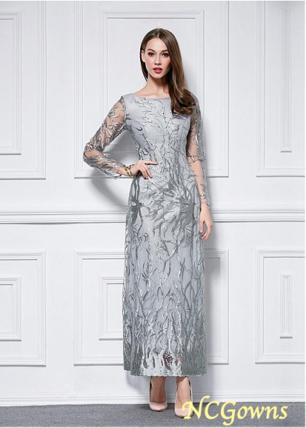 Bateau Silver Color Family Special Occasion Dresses