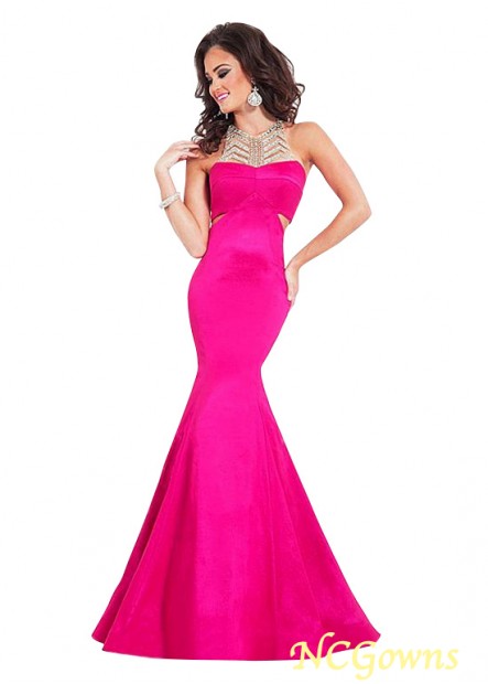 Ncgowns Jewel Neckline Red Tone Color Family Tulle  Satin Floor-Length Evening Dresses