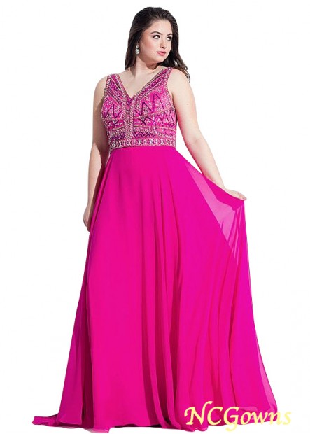 Chiffon Red Tone Without Train A-Line Plus Size