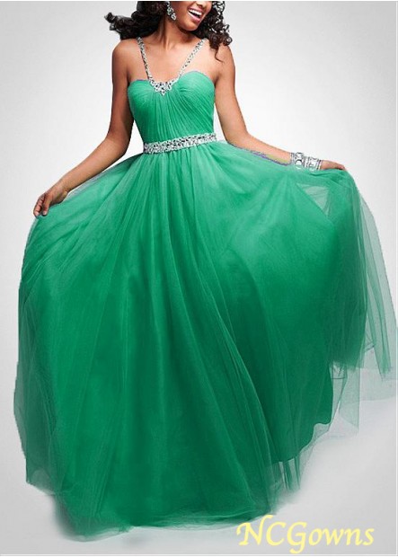 Ball Gown Silhouette Tullesatin Circle Halter Neckline Green Floor-Length Special Occasion Dresses