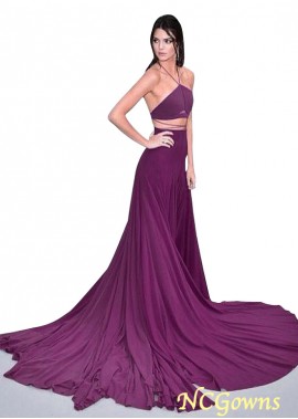 A-Line Chiffon Cathedral 50-70Cm Along The Floor Train Evening Dresses