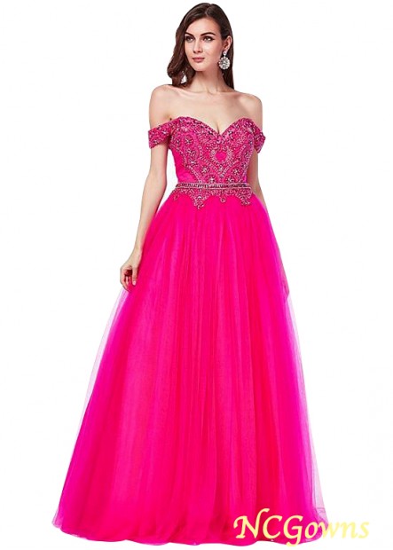 Pink Color Family Tulle  Satin Fabric Off Shoulder