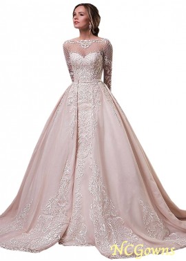 Tulle  Organza Long Sleeve Length Cathedral 50-70Cm Along The Floor Ball Gowns
