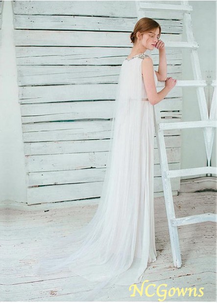 Full Length Length Natural Tulle  Satin Fabric V-Neck Neckline Beach Wedding Dresses