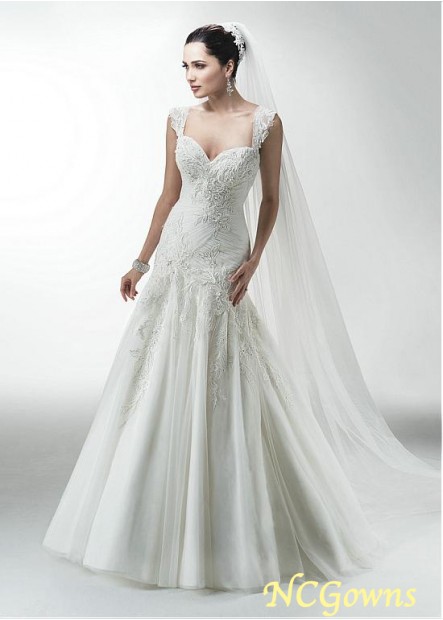Ncgowns Full Length Length Dropped Waistline Short Chapel 30-50Cm Along The Floor Cap Wedding Dresses