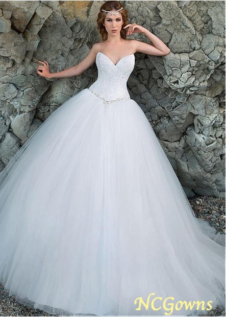 Tulle Fabric Full Length Sweep 15-30Cm Along The Floor Wedding Dresses