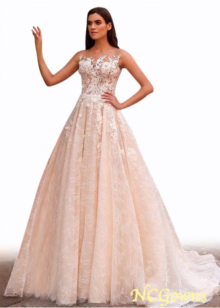 A-Line Tulle  Lace Natural Waistline Champagne Dresses