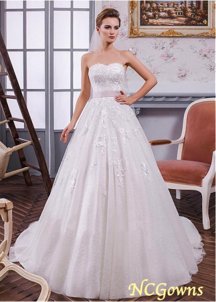 Tulle  Lace Chapel 30-50Cm Along The Floor Train A-Line Wedding Dresses