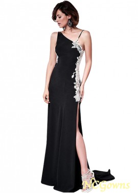 V-Neck Neckline Black Color Family Acetate Satin Floor-Length Hemline Prom Dresses