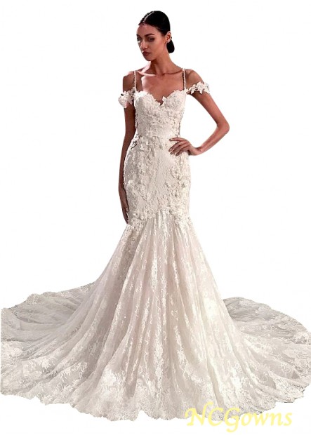 Ncgowns Natural Waistline Cathedral 50-70Cm Along The Floor Train Tulle  Lace Beach Wedding Dresses