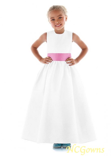 Ncgowns White A-Line Silhouette Flower Girl Dresses