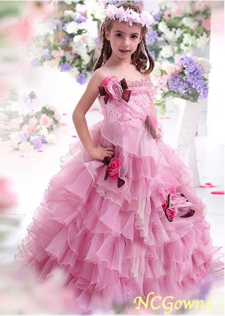 Organza  Satin Fabric Floor-Length Hemline Pink Dresses