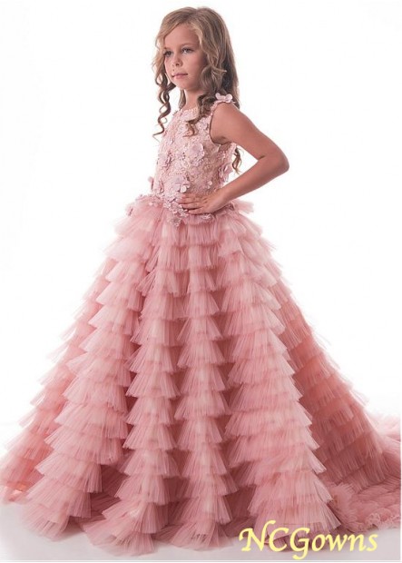 Ball Gown Silhouette Pink Floor-Length Flower Girl Dresses