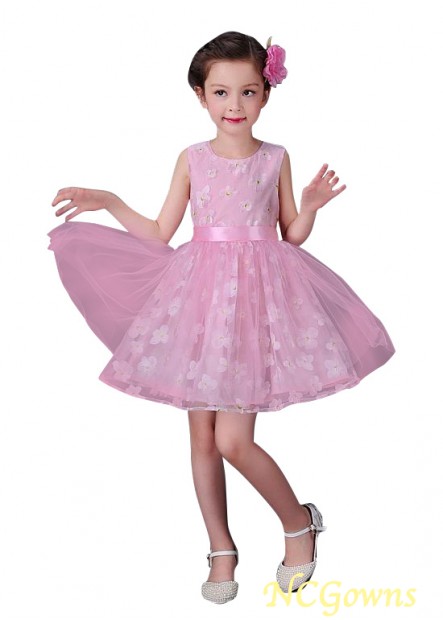 Ncgowns Short Mini Tulle Pink Flower Girl Dresses