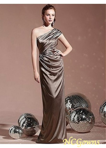 Sheath Column One Shoulder Gray Full Length Bridesmaid Dresses T801525663261