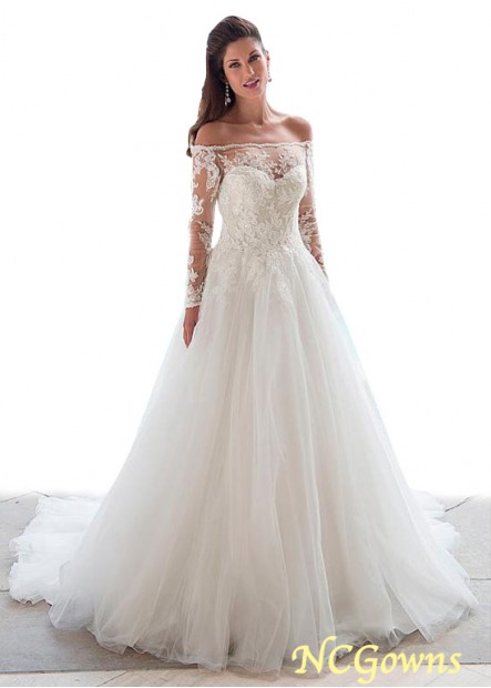 A-Line Long Illusion Tulle Beach Wedding Dresses T801525319138