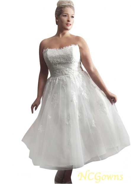 A-Line Tea-Length Sleeveless Sleeve Length Natural Wedding Dresses