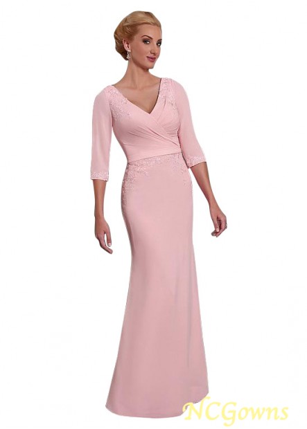 Chiffon V-Neck Pink Mother Of The Bride Dresses