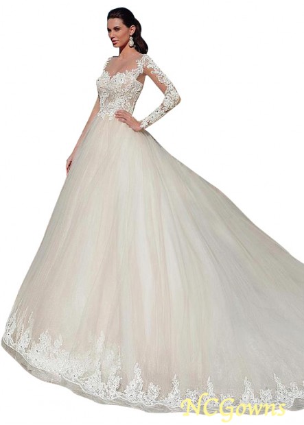 Ncgowns Natural Long Tulle Jewel Wedding Dresses