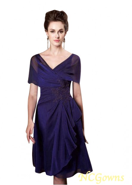 Knee-Length Length Chiffon Fabric Royal Blue Dresses T801525340305