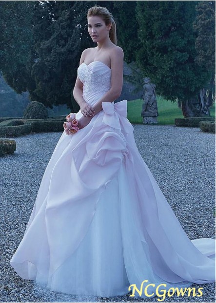 Full Length Organza Satin A-Line Wedding Dresses T801525387648