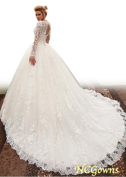 Jewel Long Sleeve Length Full Length Wedding Dresses T801525317280