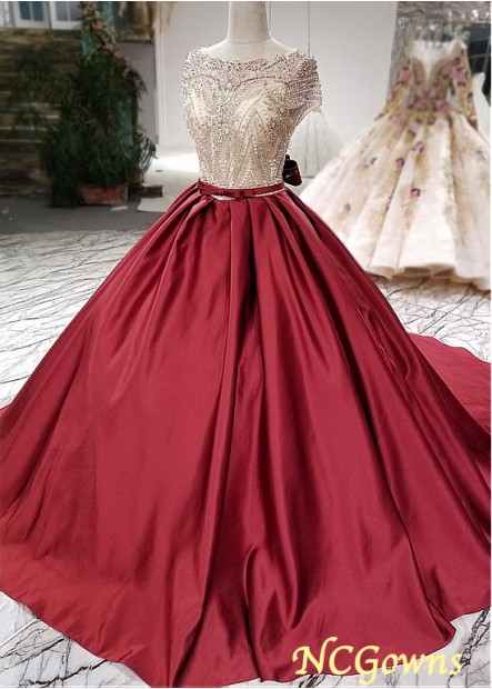Ball Gown Silhouette Tulle  Satin Illusion Sleeve Type Wedding Dresses
