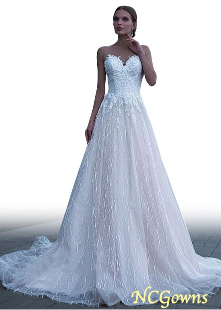 Tulle  Lace Fabric A-Line Silhouette Natural Jewel Cathedral 50-70Cm Along The Floor Wedding Dresses T801525318636