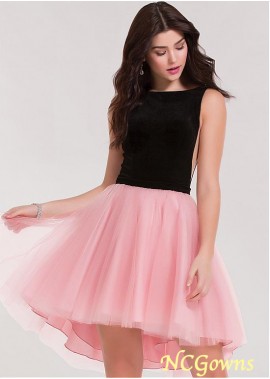 Fleece  Tulle Hi-Lo Pink Dresses