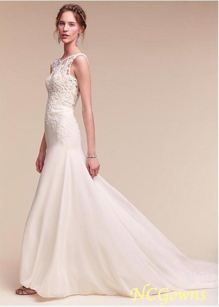 Natural Jewel Tulle  Chiffon Fabric Full Length Length Short Sleeve Length Cap Wedding Dresses
