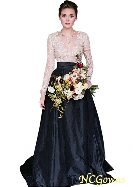 Ncgowns Natural Waistline Full Length V-Neck Illusion Chapel 30-50Cm Along The Floor Style