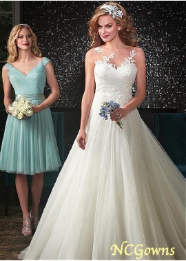 Full Length Length Sleeveless Natural A-Line Silhouette Wedding Dresses