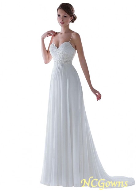 Chiffon Fabric Full Length Sweep 15-30Cm Along The Floor Wedding Dresses