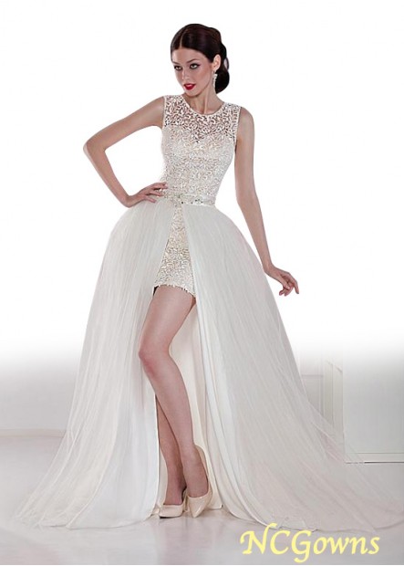 Natural Sleeveless Sleeve Length Jewel Neckline Wedding Dresses