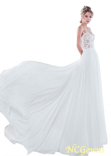 Bateau Sleeveless Length A-Line Tulle  Chiffon Beach Wedding Dresses