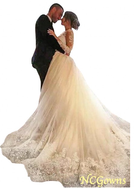 Cathedral 50-70Cm Along The Floor Tulle Wedding Dresses