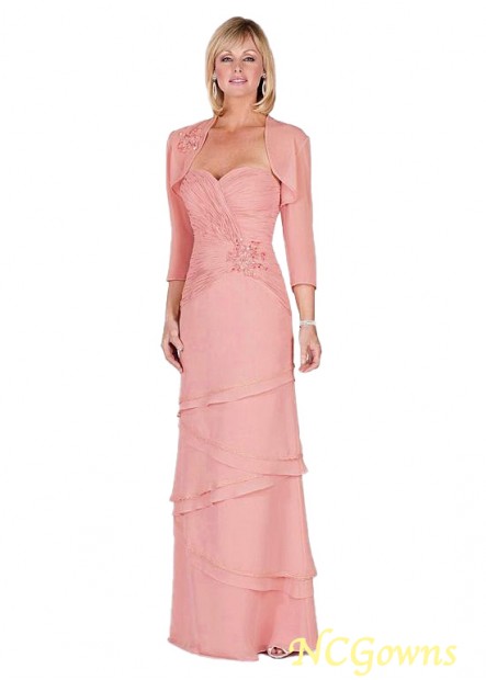 Full Length A-Line Pink Chiffon Mother Of The Bride Dresses